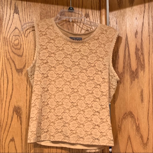 Kate Hill Tops - Kate Hill - Lacy tan shell